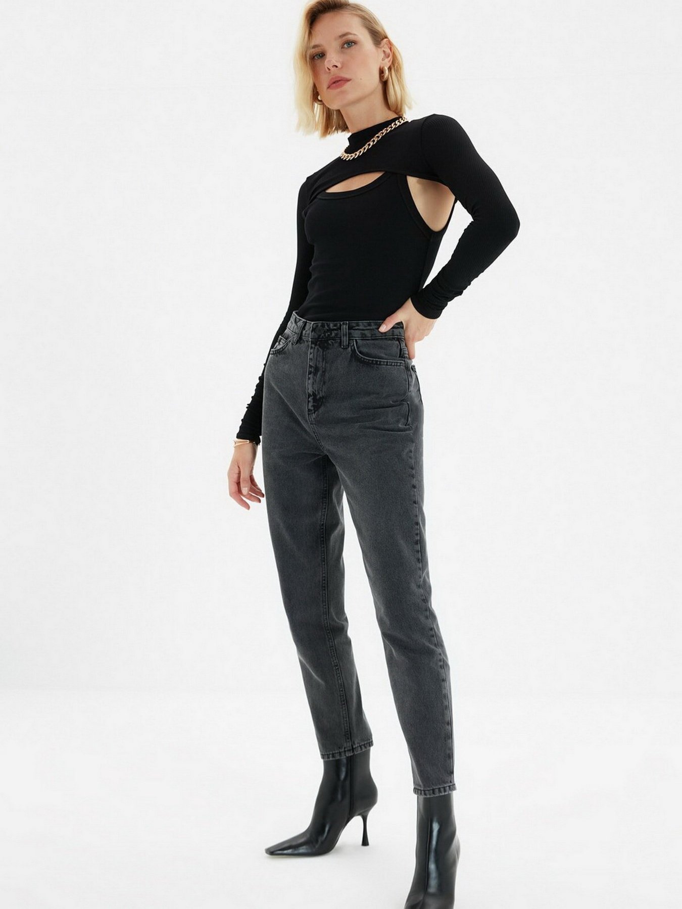 Джинси мом Trendyol Mom модель TWOSS20JE0164/Antrasit Фото