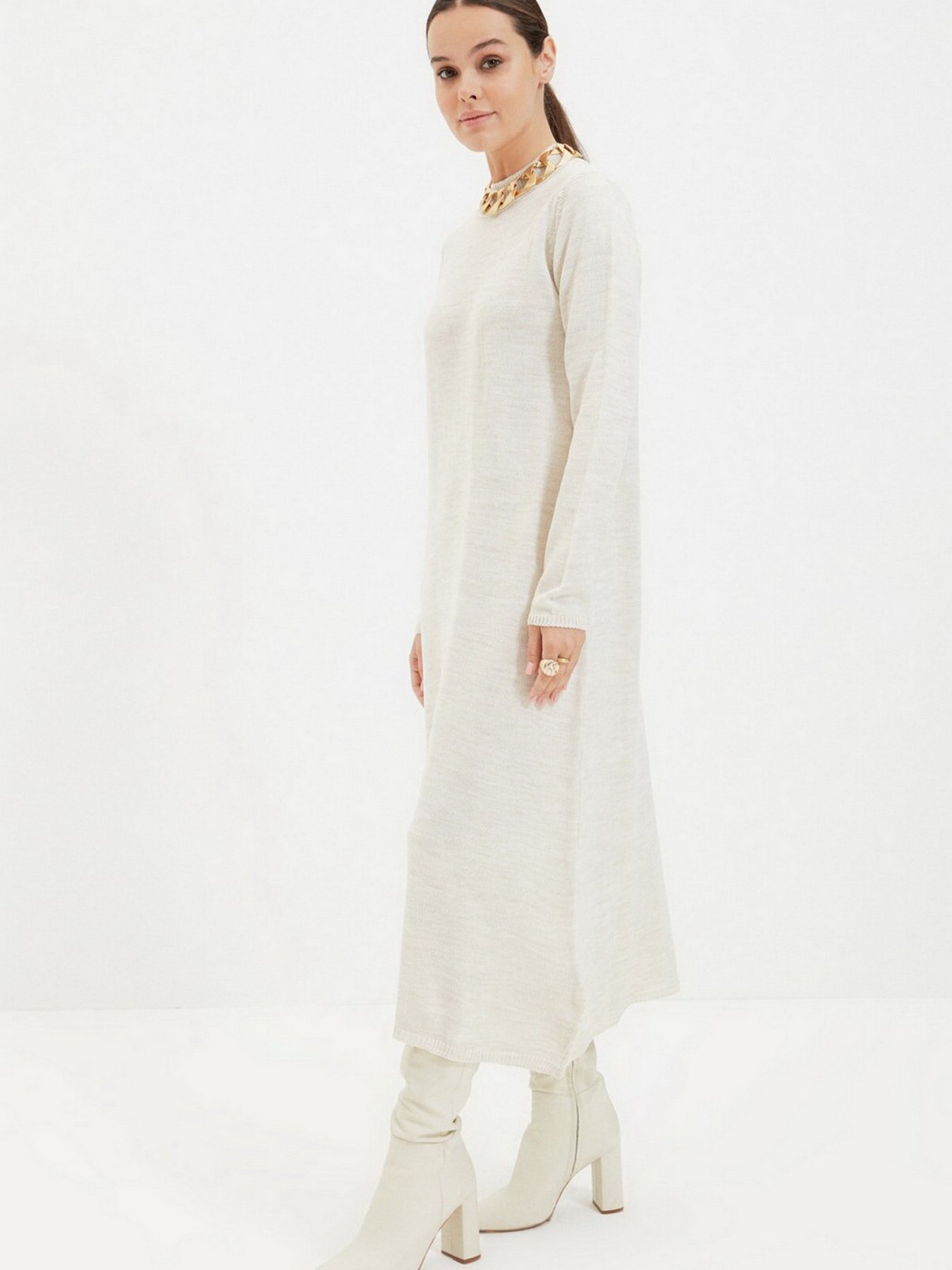 Платье миди Trendyol модель TCTAW22AK0049/Bej Фото