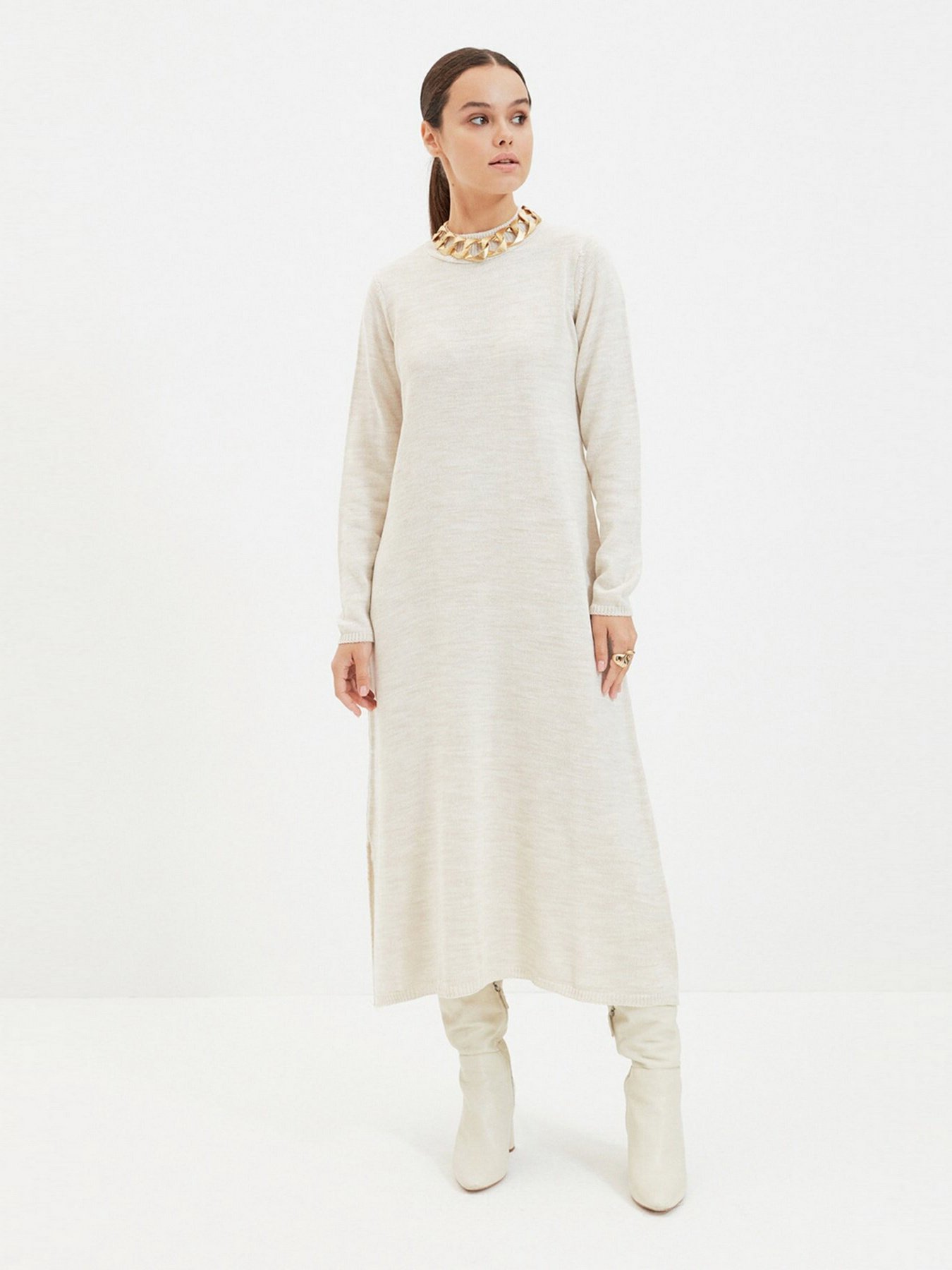 Платье миди Trendyol модель TCTAW22AK0049/Bej Фото