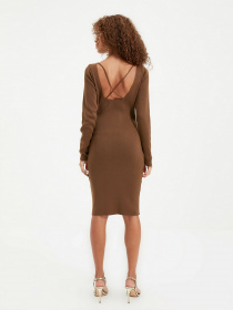 Платье миди Trendyol модель TWOAW22EL0557/Kahverengi Фото