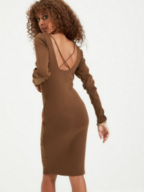 Платье миди Trendyol модель TWOAW22EL0557/Kahverengi Фото