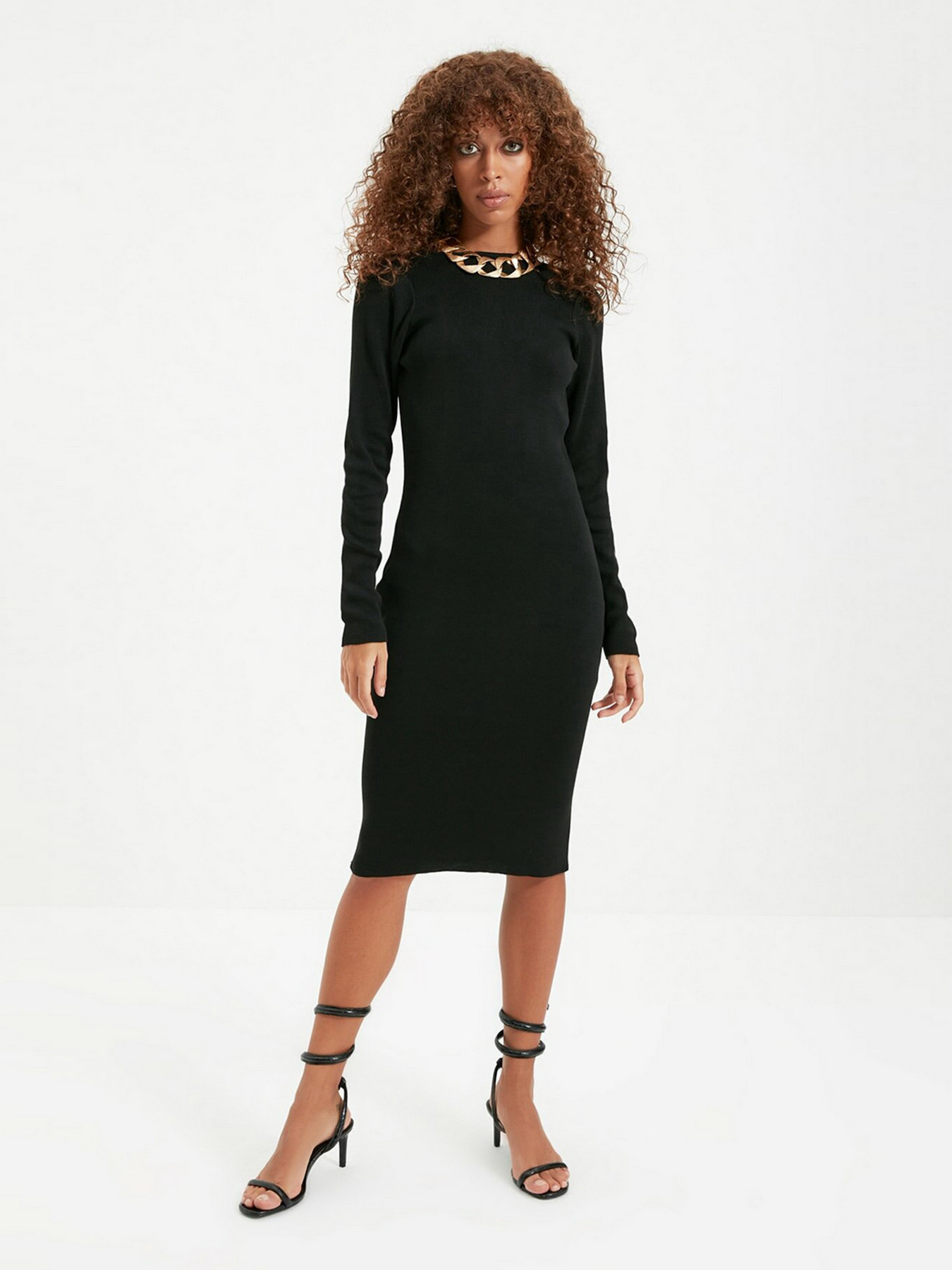 Сукня міді Trendyol модель TWOAW22EL0557/Siyah Сукня міді Trendyol модель TWOAW22EL0557/Siyah Фото