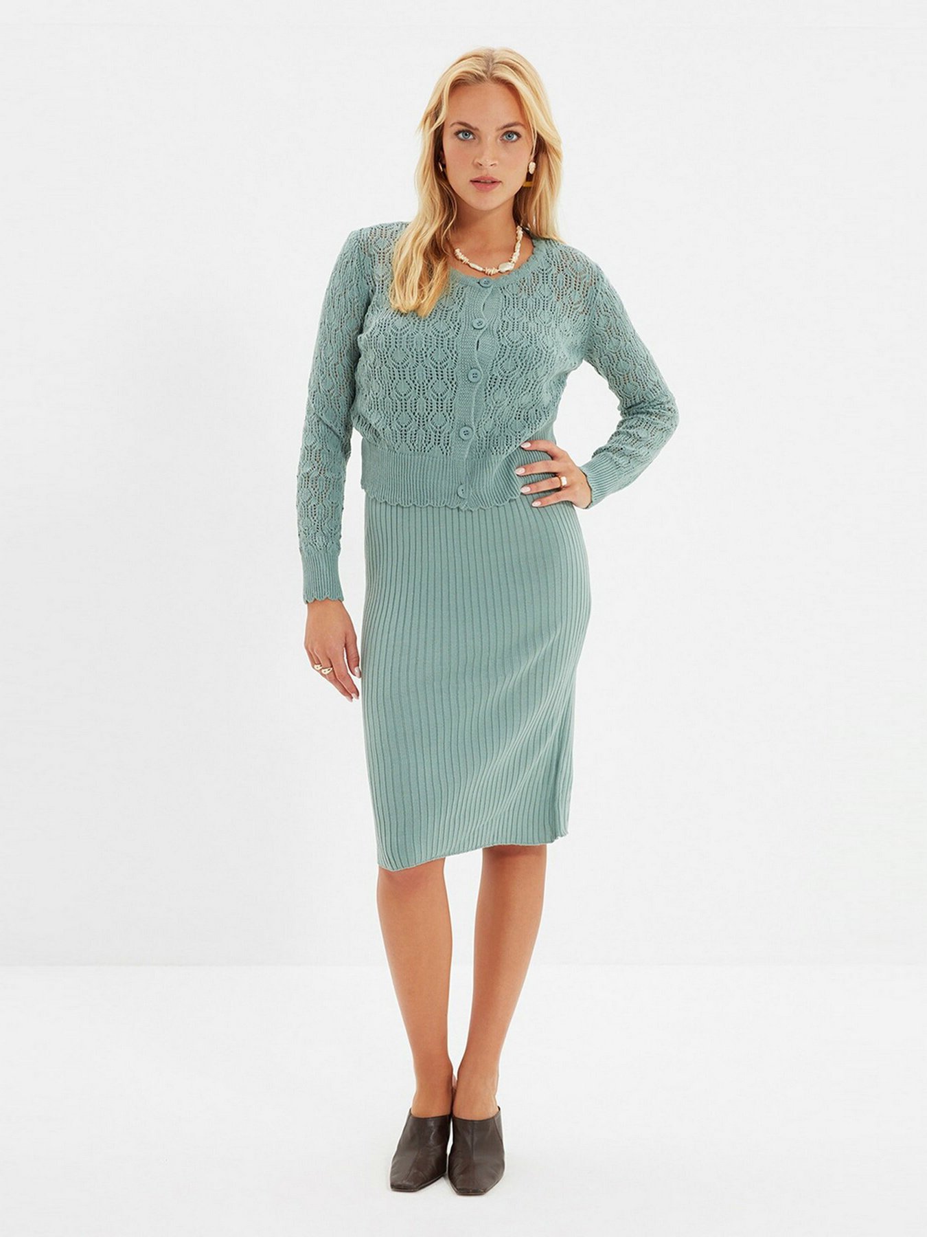 Сукня міді Trendyol модель TWOAW22EL0630/Mint Сукня міді Trendyol модель TWOAW22EL0630/Mint Фото