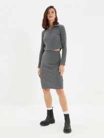 Юбка мини Trendyol модель TWOAW22ET0259/Antrasit Фото