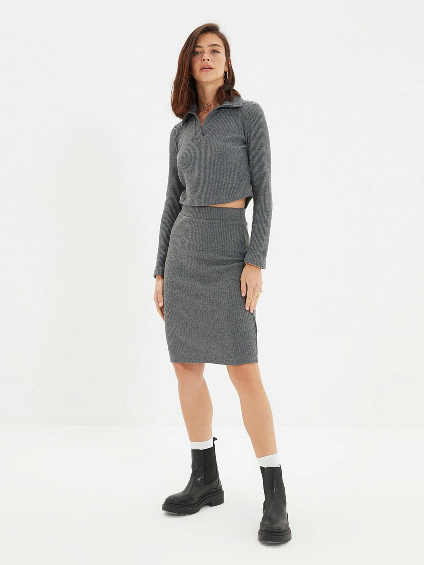 Спідниця міні Trendyol модель TWOAW22ET0259/Antrasit Фото