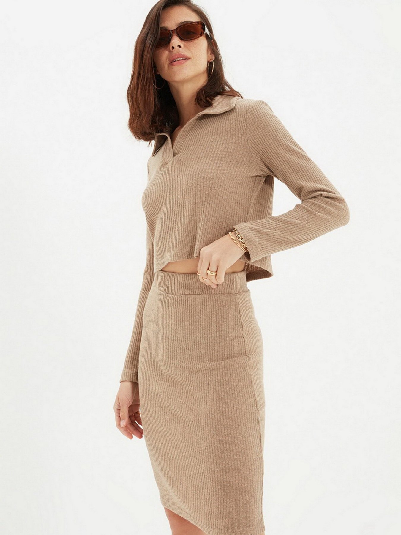 Юбка мини Trendyol модель TWOAW22ET0259/Camel Фото