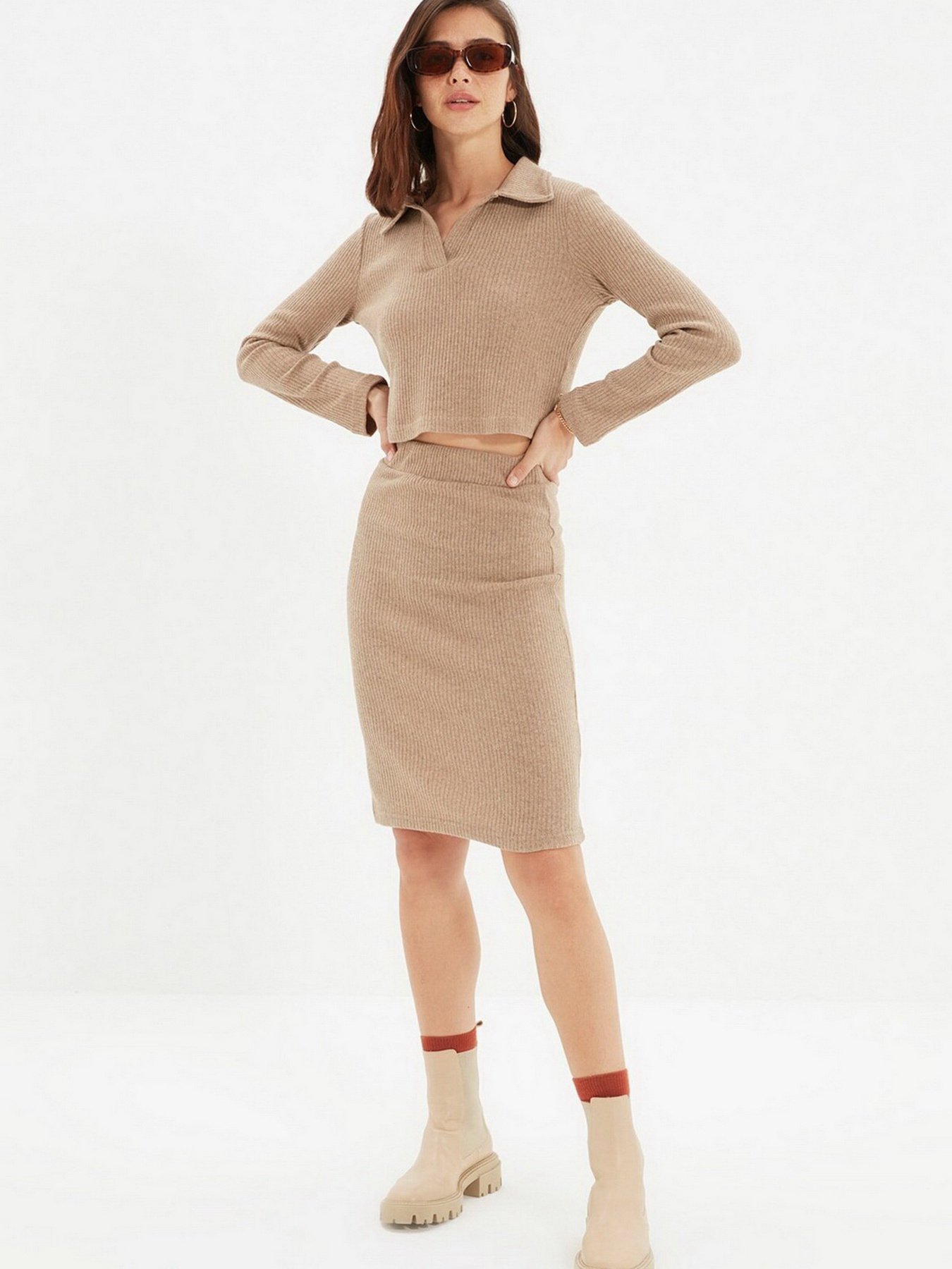Юбки Trendyol модель TWOAW22ET0259/Camel Фото