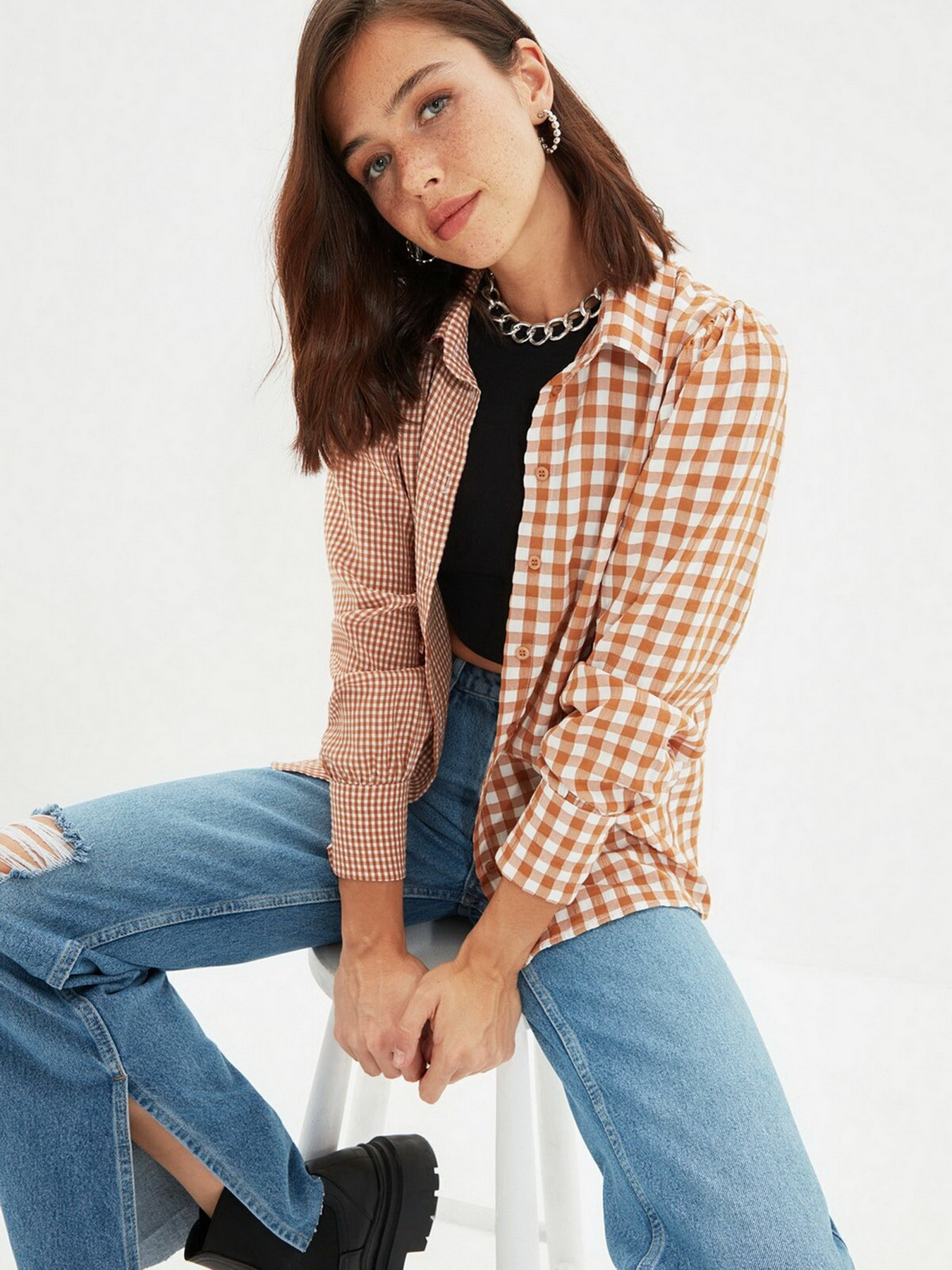 Рубашка Trendyol модель TWOAW22GO0656/Camel Фото