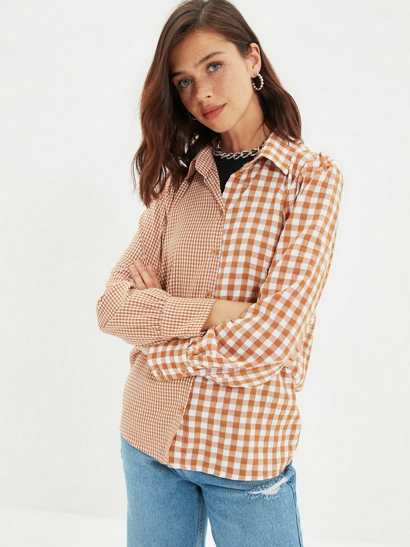 Рубашка повседневная Trendyol модель TWOAW22GO0656/Camel Фото