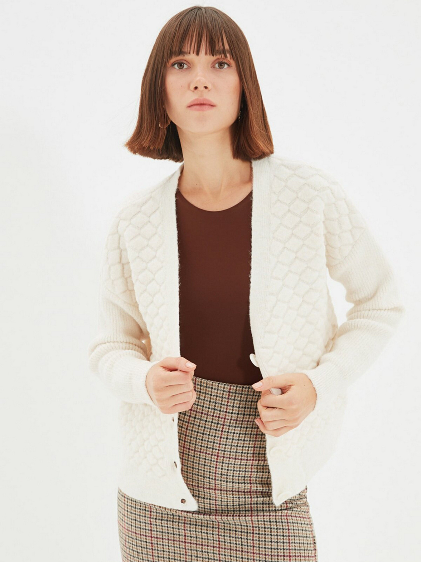 Кардиган Trendyol модель TWOAW22HI0167/Ekru Кардиган Trendyol модель TWOAW22HI0167/Ekru Фото