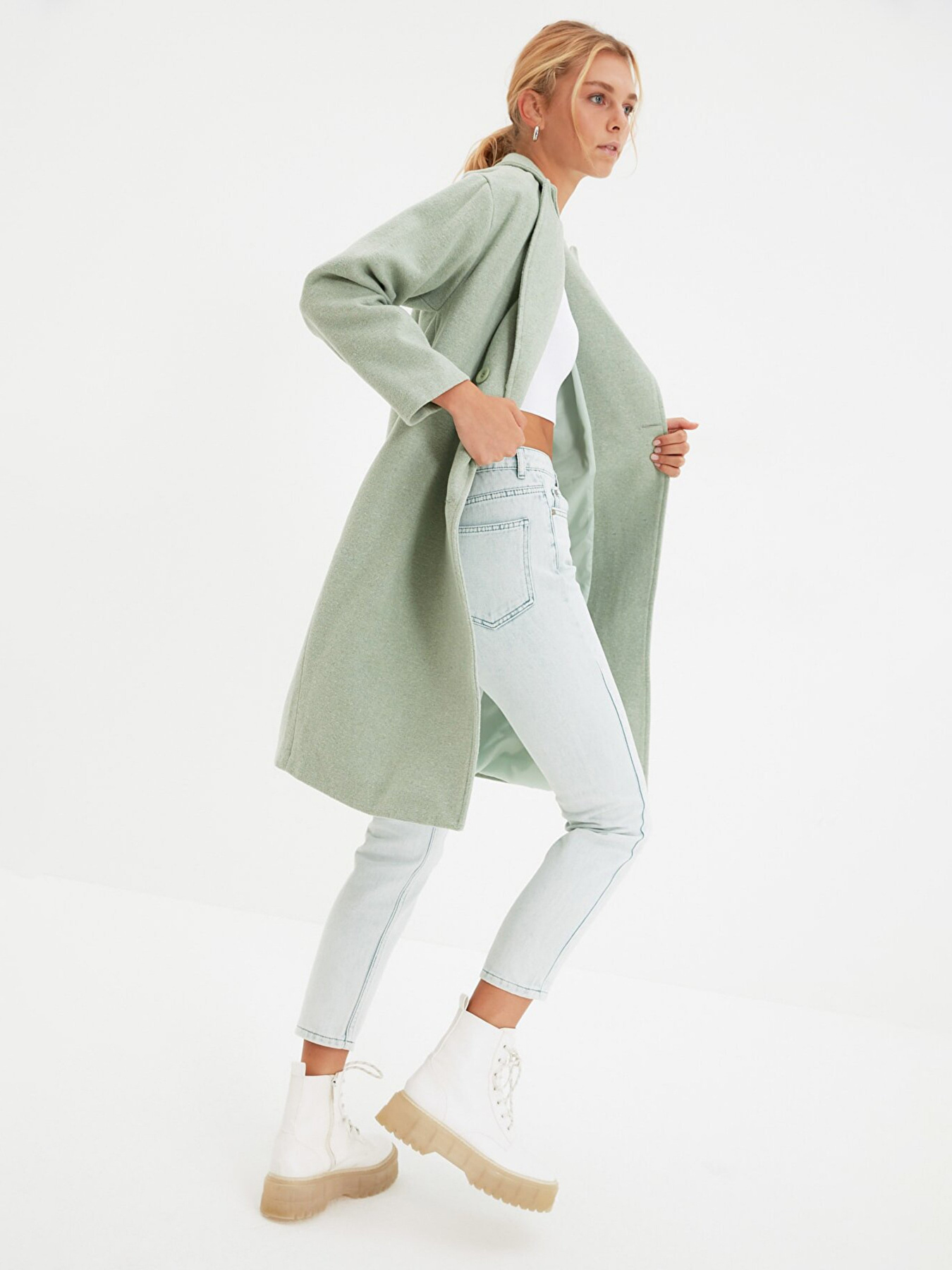 Пальто Trendyol модель TWOAW22KB0011/Mint Фото