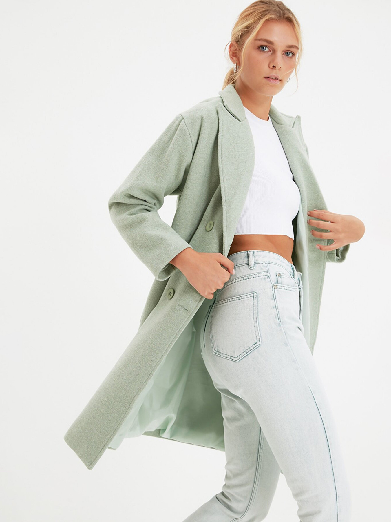 Пальто Trendyol модель TWOAW22KB0011/Mint Фото