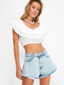 Шорты джинсовые Trendyol модель TBESS21SR0673/Acık Mavi Фото