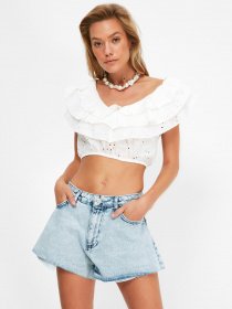 Шорты джинсовые Trendyol модель TBESS21SR0673/Acık Mavi Фото