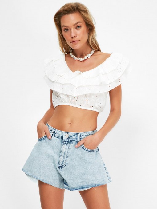 Джинсові шорти Trendyol модель TBESS21SR0673/Acık Mavi Фото