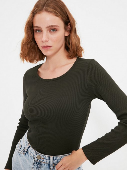 Лонгслив Trendyol модель TWOAW22BZ0936/Haki Фото