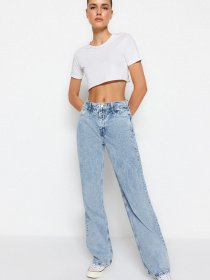 Широкие джинсы Trendyol Wide Leg модель TWOSS21JE0385/Mavi Широкие джинсы Trendyol Wide Leg модель TWOSS21JE0385/Mavi Фото