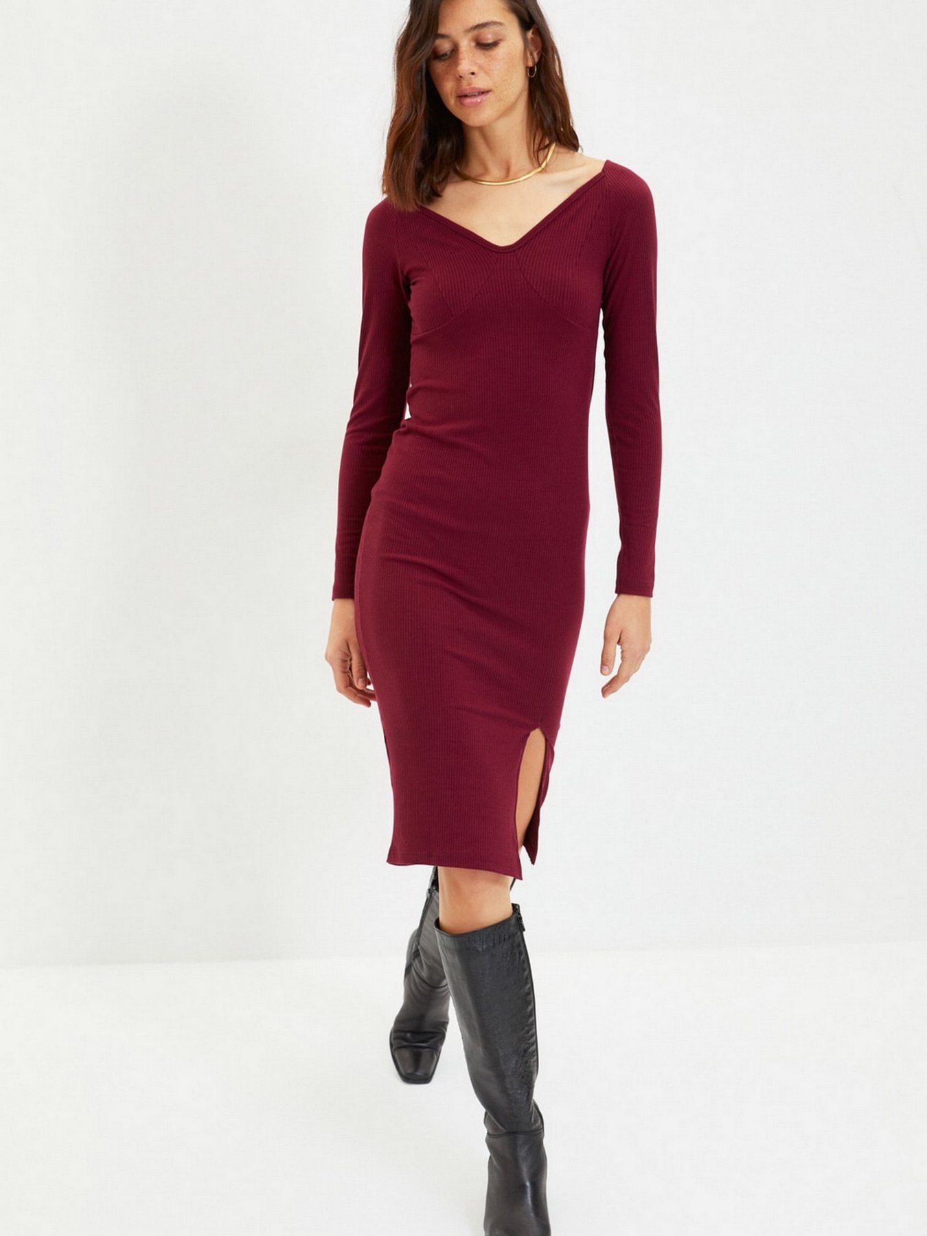 Сукня міді Trendyol модель TWOAW22EL0439/Bordo Фото