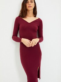 Сукня міді Trendyol модель TWOAW22EL0439/Bordo Фото