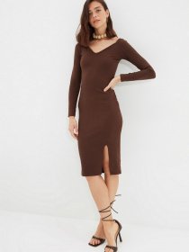 Сукня міді Trendyol модель TWOAW22EL0439/Koyu Kahverengi Фото
