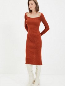 Платье миди Trendyol модель TWOAW22EL0614/Kiremit Фото