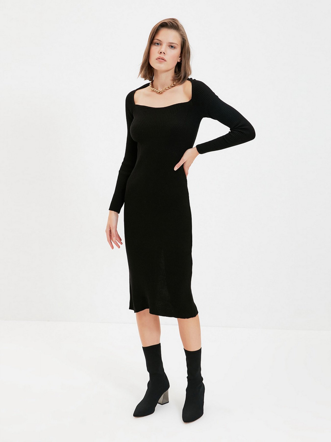 Сукня міді Trendyol модель TWOAW22EL0614/Siyah Фото