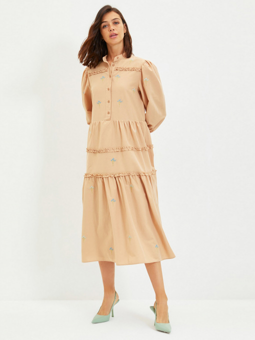 Платье миди Trendyol модель TWOAW22EL0882/Camel Фото