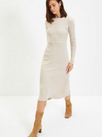 Платье миди Trendyol модель TWOAW22EL1380/Bej Фото