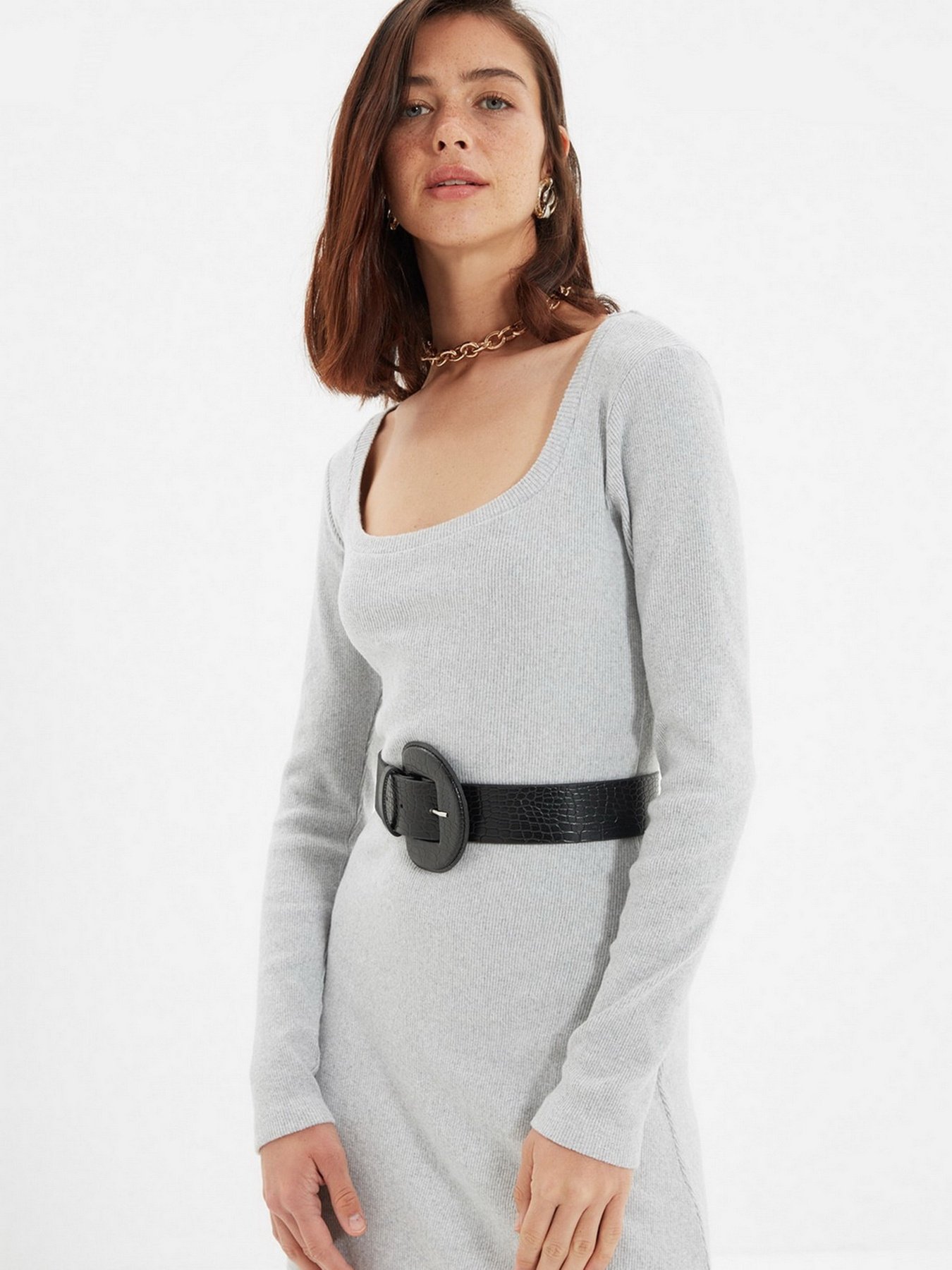 Платье миди Trendyol модель TWOAW22EL1382/Gri Фото