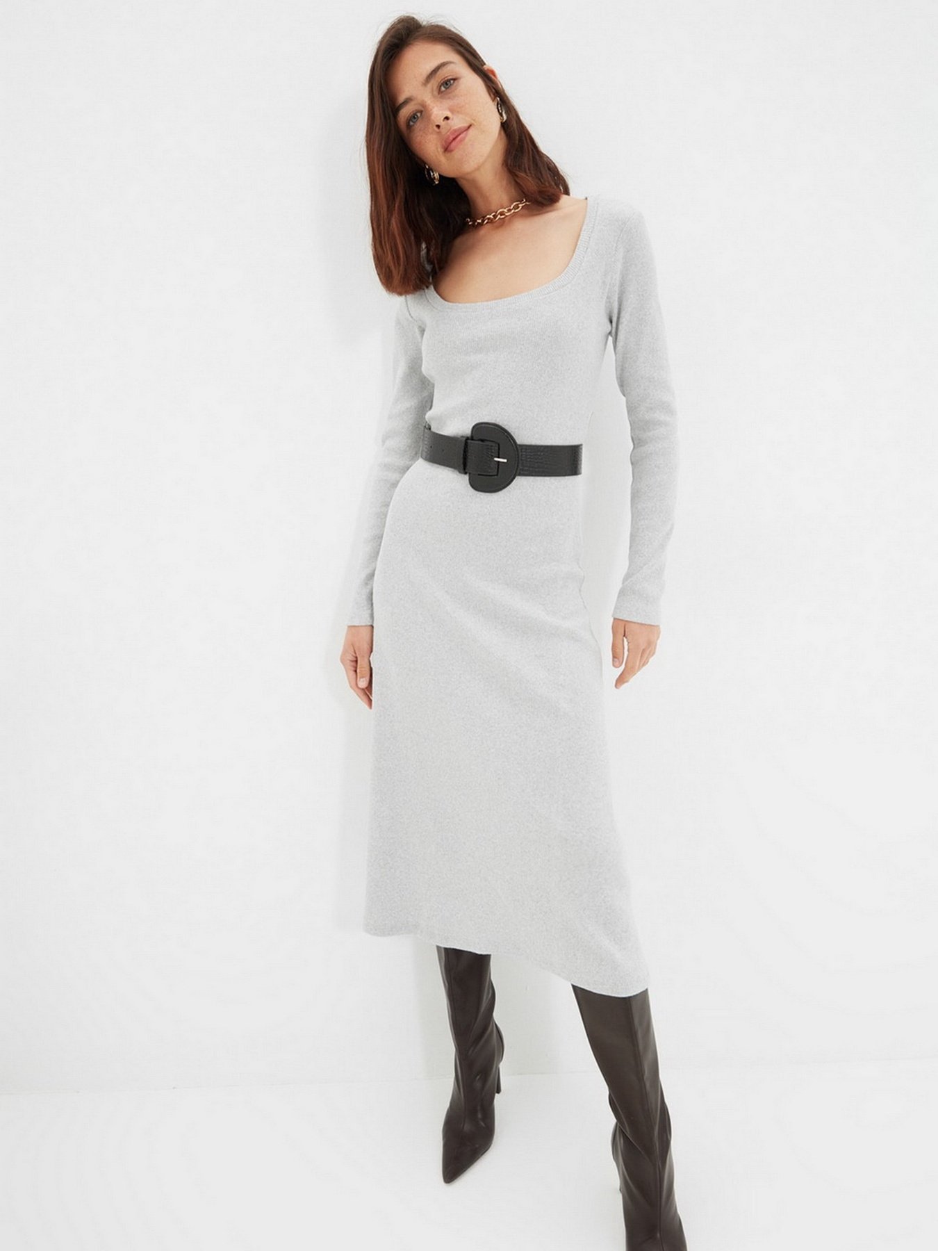 Платье миди Trendyol модель TWOAW22EL1382/Gri Фото
