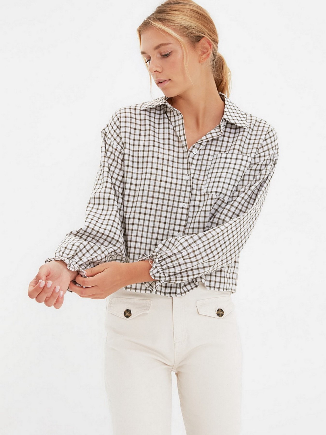 Сорочка повсякденна Trendyol модель TWOAW22GO0825/Haki Сорочка повсякденна Trendyol модель TWOAW22GO0825/Haki Фото