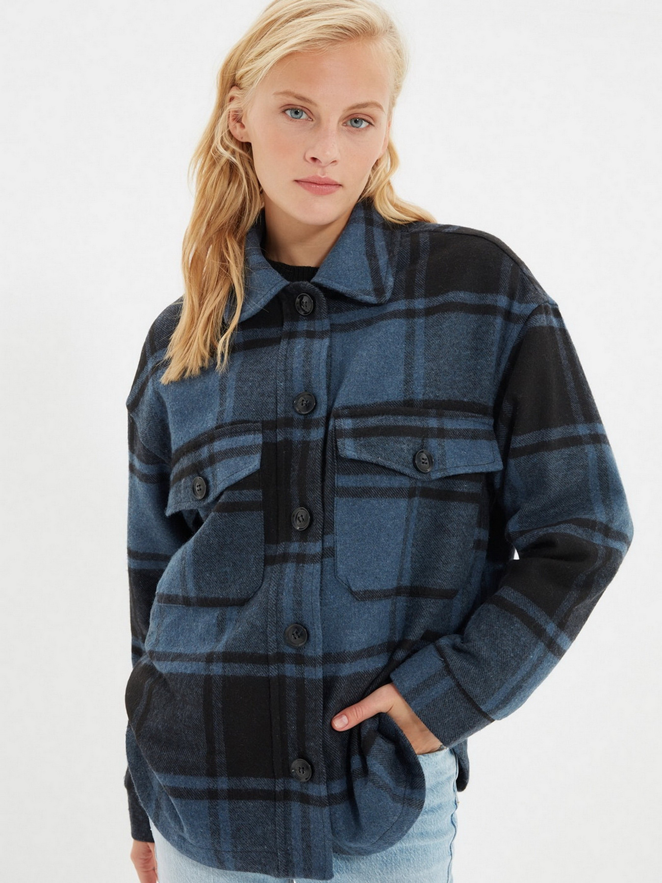 Куртка-рубашка Trendyol модель TWOAW22MO0355/Lacivert Фото