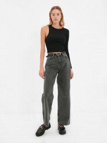 Широкие джинсы Trendyol Wide Leg модель TWOAW22JE0794/Antrasit Фото