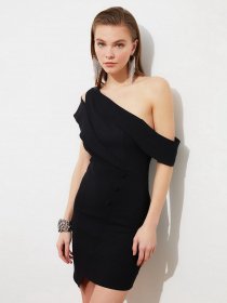 Платье мини Trendyol модель TPRSS21EL2031/Siyah Фото