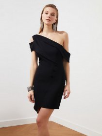 Платье мини Trendyol модель TPRSS21EL2031/Siyah Фото