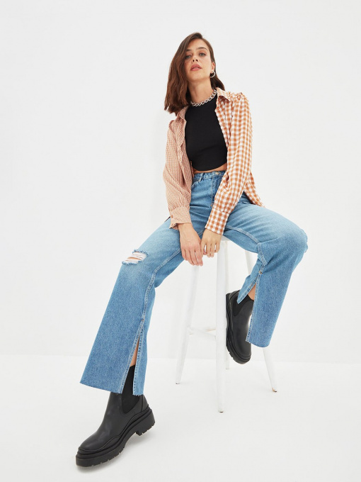 Прямые джинсы Trendyol Wide Leg модель TWOAW22JE0450/Mavi Фото