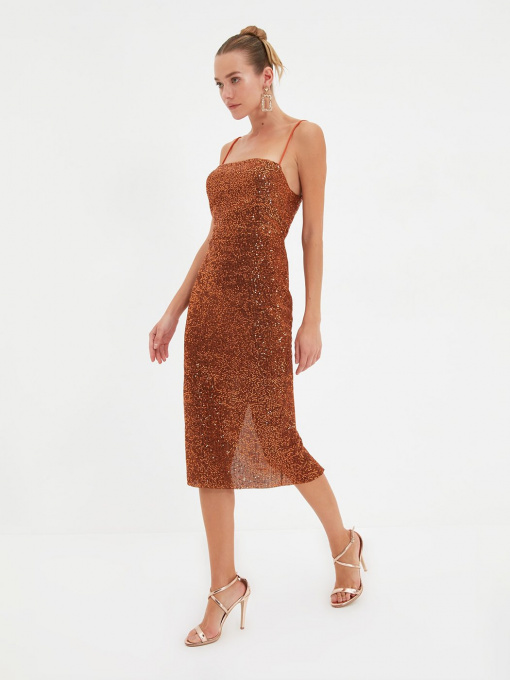 Платье миди Trendyol модель TPRAW22EL1911/Bronz Фото