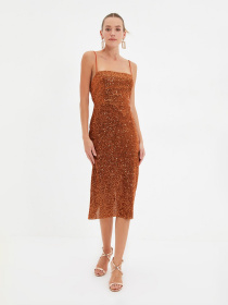 Сукня міді Trendyol модель TPRAW22EL1911/Bronz Фото