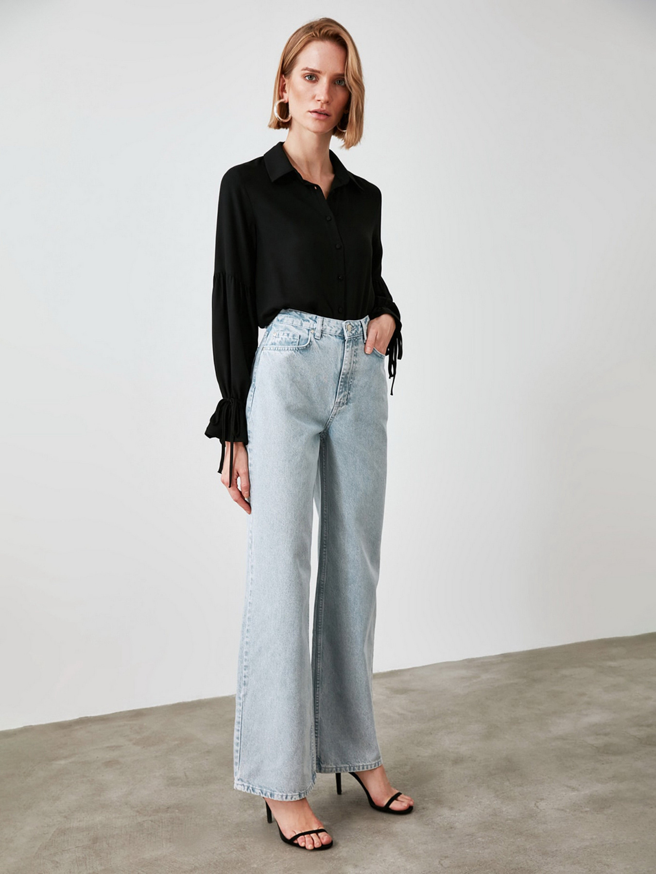 Широкі джинси Trendyol Wide Leg модель TWOAW21JE0573/Gri Фото