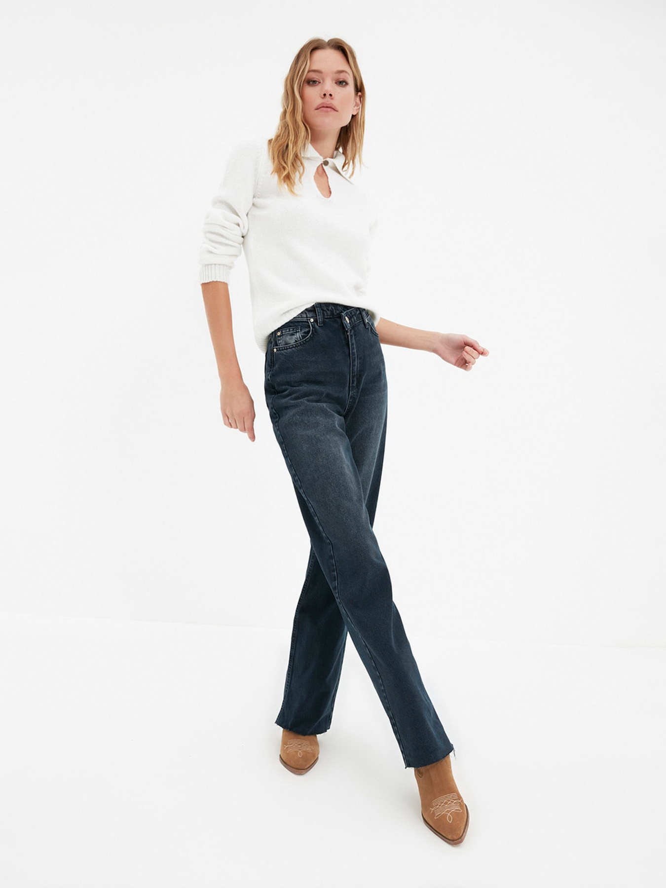 Широкие джинсы Trendyol Wide Leg модель TWOAW22JE0944/Indigo Фото