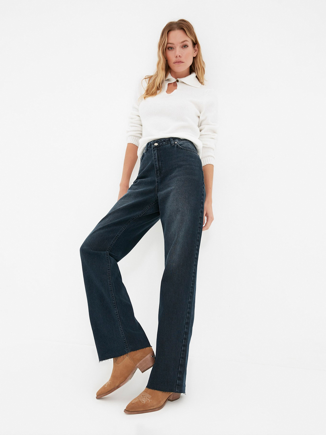 Широкі джинси Trendyol Wide Leg модель TWOAW22JE0944/Indigo Фото