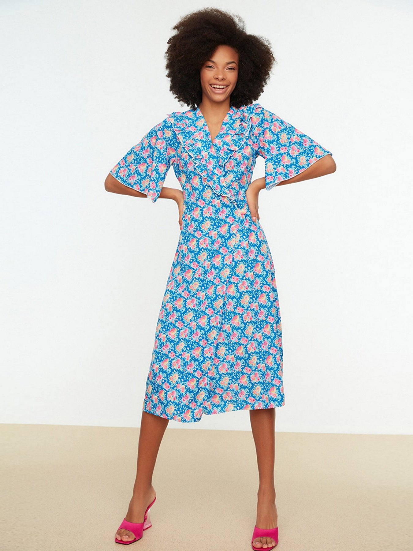 Платье миди Trendyol модель TWOSS22EL0072/Mavi Фото