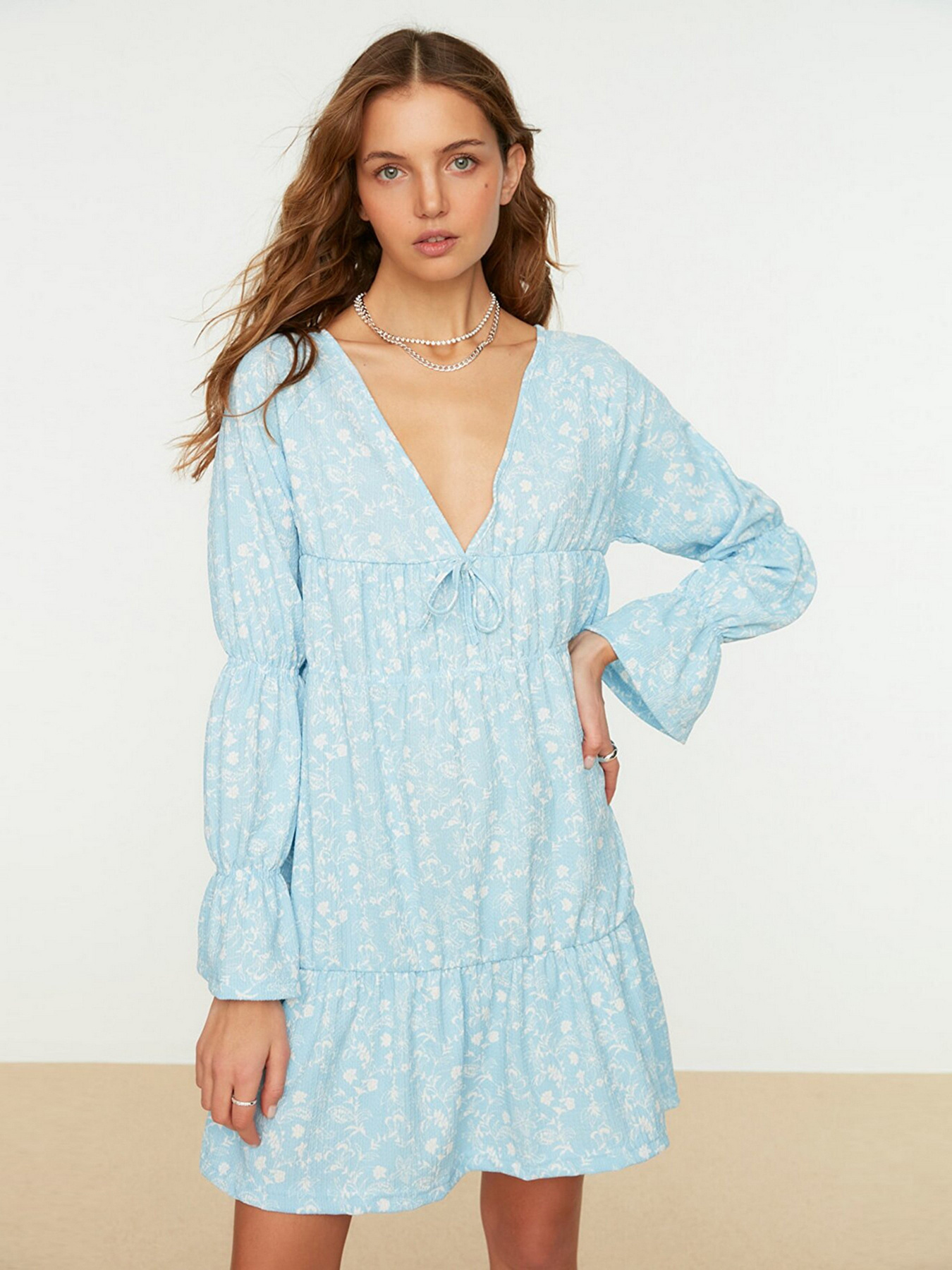Платье мини Trendyol модель TWOSS22EL0832/Acik Mavi Фото