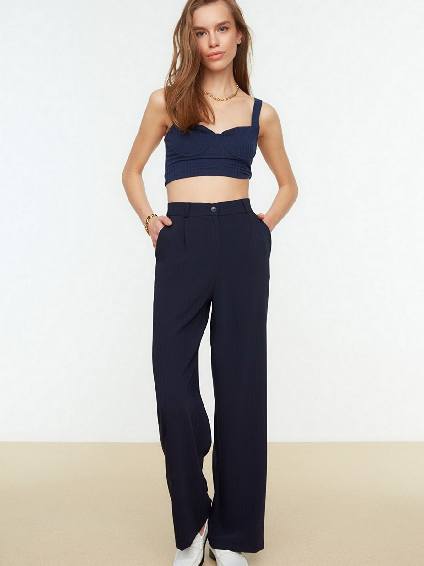 Брюки классические Trendyol модель TWOSS22PL0100/Lacivert Фото