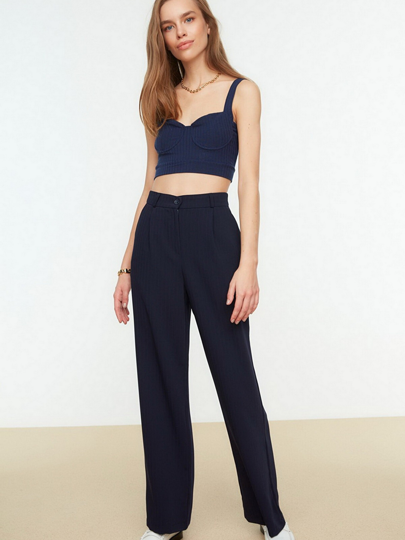 Брюки классические Trendyol модель TWOSS22PL0100/Lacivert Фото