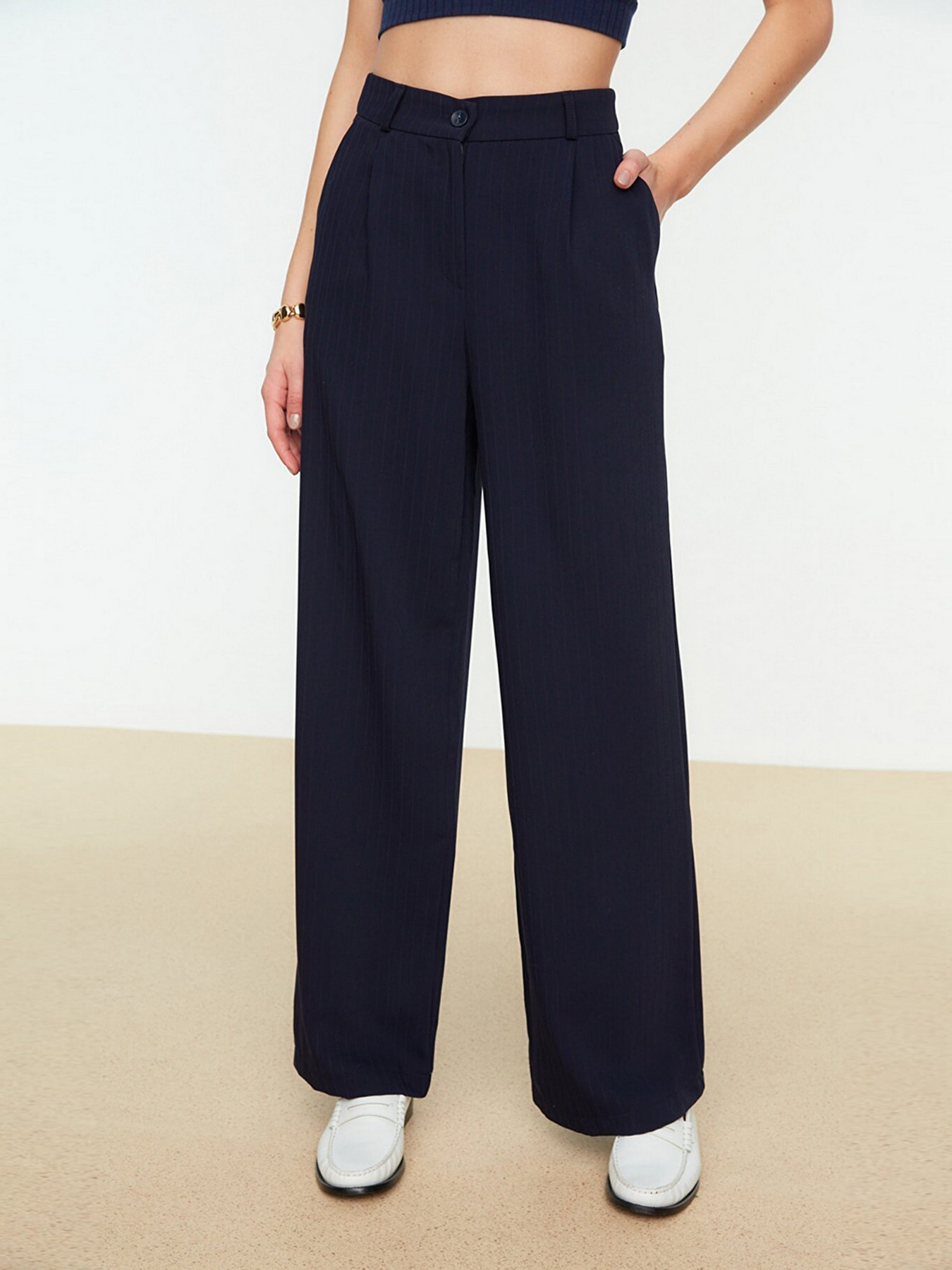 Брюки классические Trendyol модель TWOSS22PL0100/Lacivert Фото