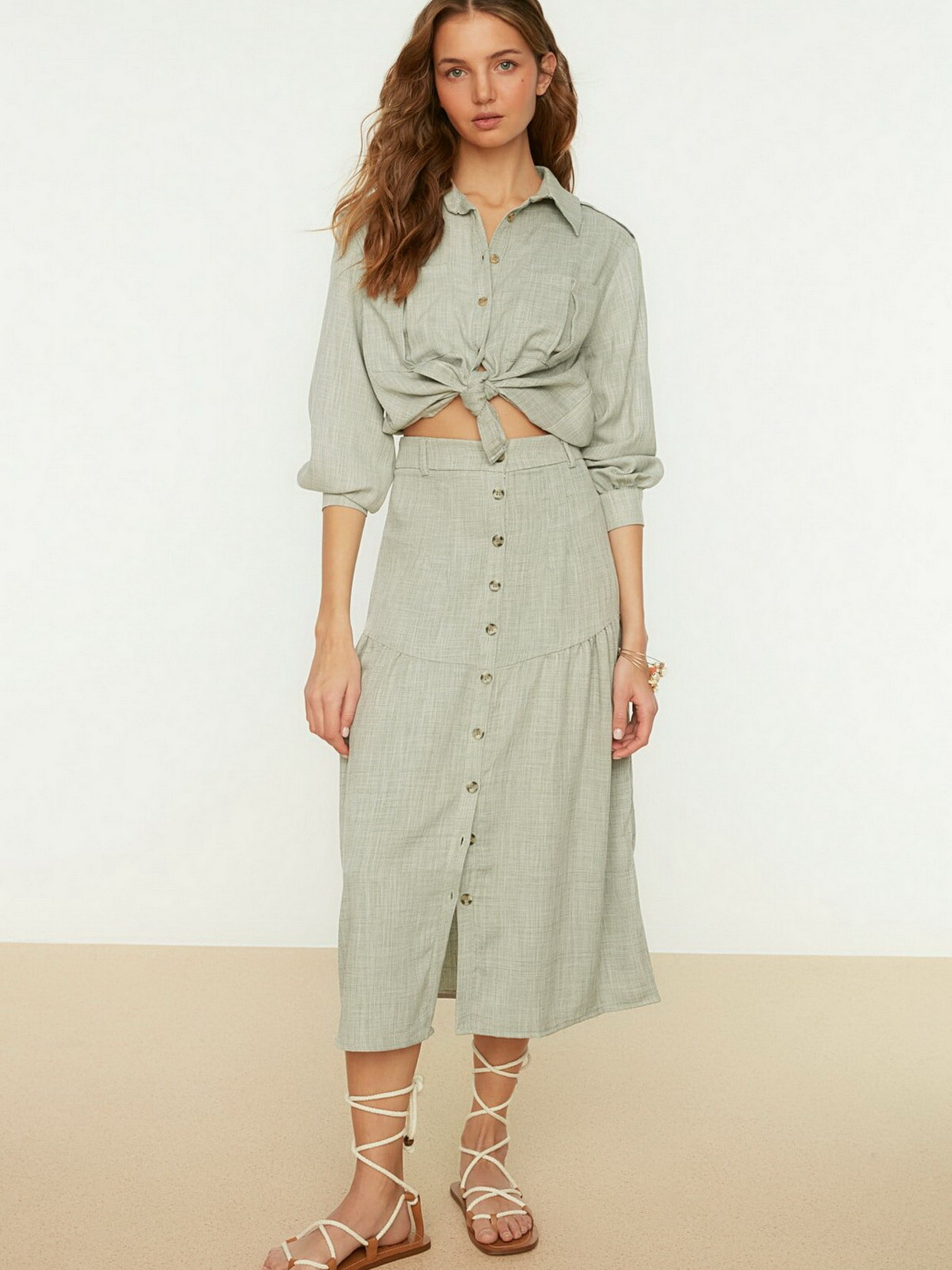 Блуза Trendyol модель TWOSS22GO0195/Haki Фото