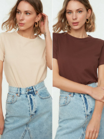 Набор футболок Trendyol модель TWOSS20TS0141/Kahverengi-Bej Фото