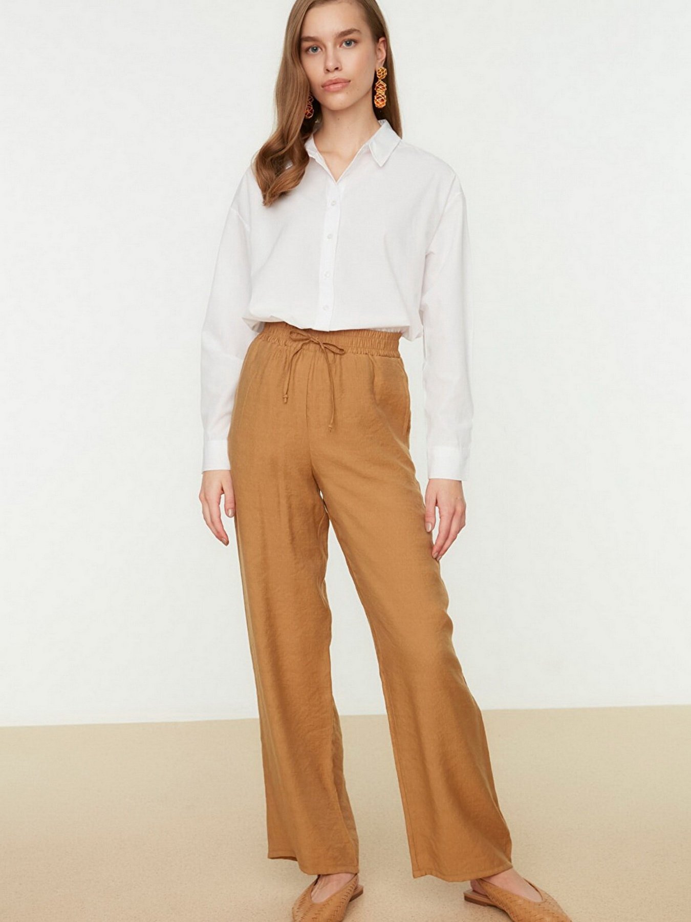 Штани палаццо Trendyol модель TCTSS22PL0051/Camel Фото