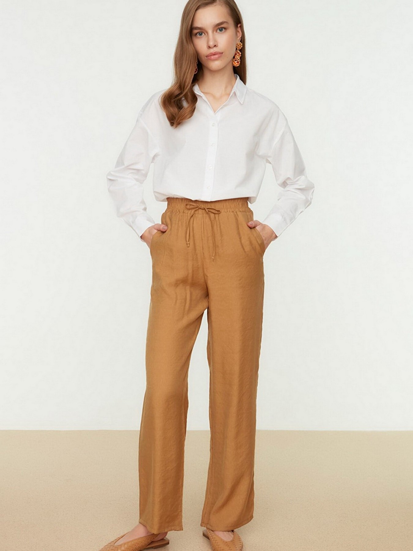 Штани палаццо Trendyol модель TCTSS22PL0051/Camel Фото